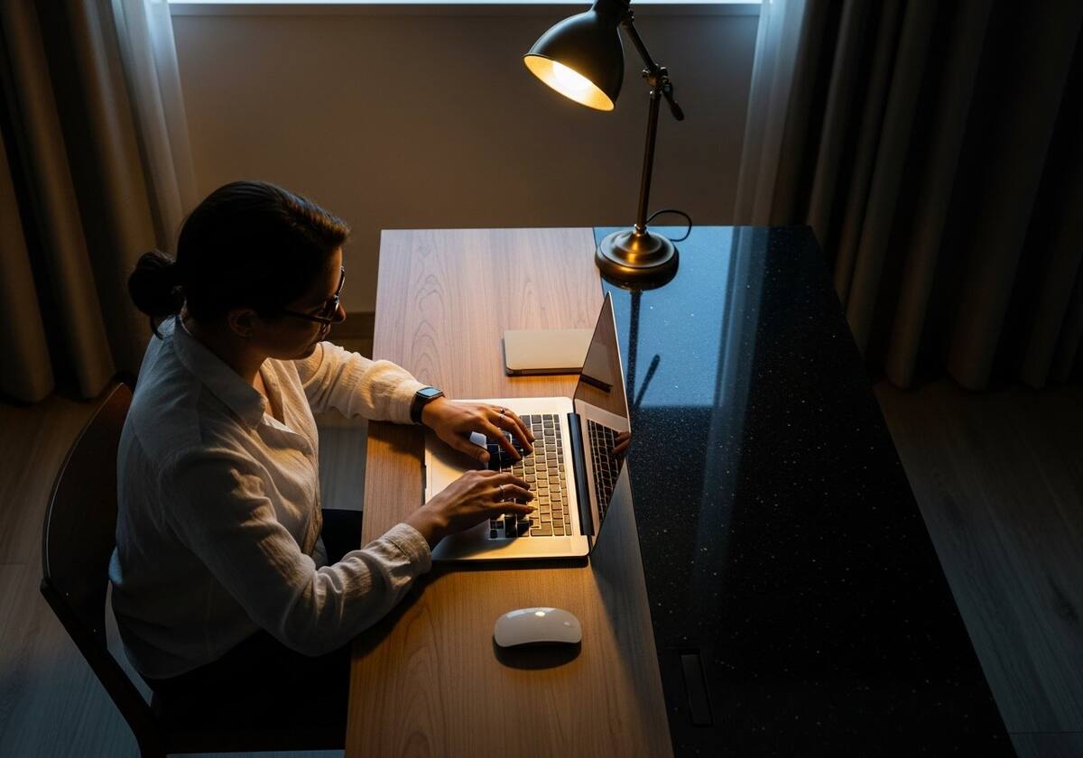 Working at desk