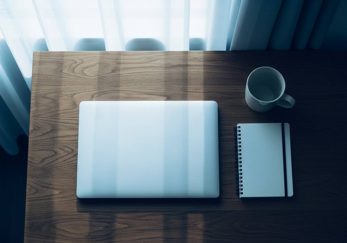 A laptop on a tidy desk