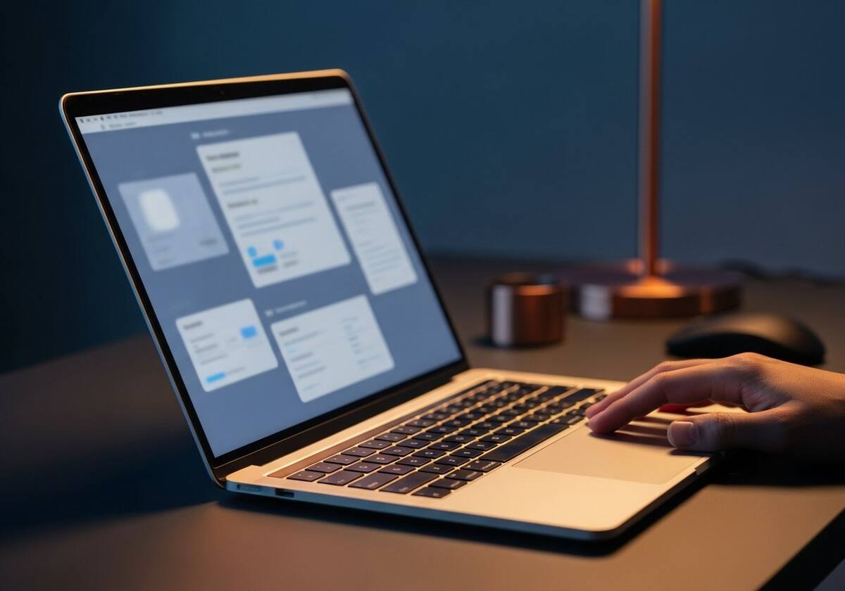 Reviewing settings on a laptop