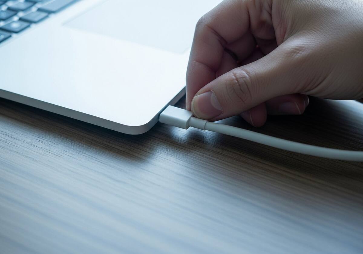 A cable being reconnected