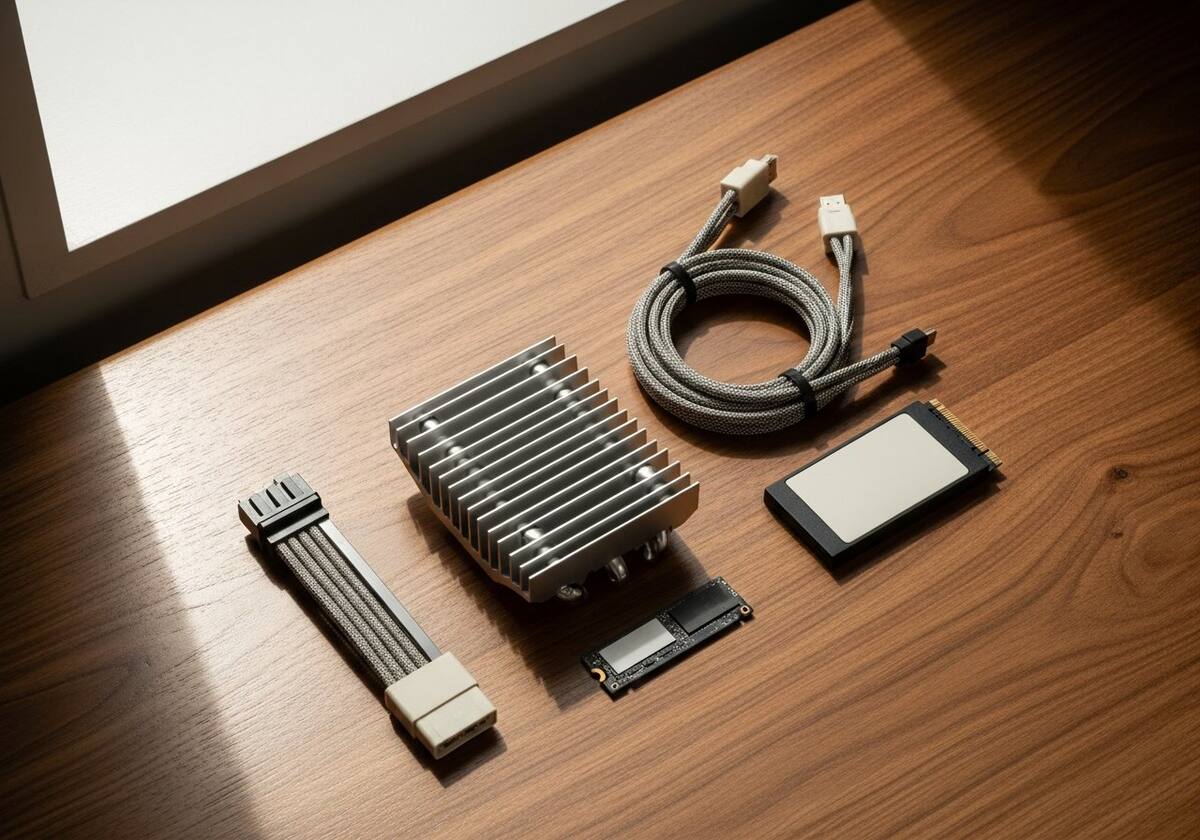 A technician knowledge hardware on a workbench