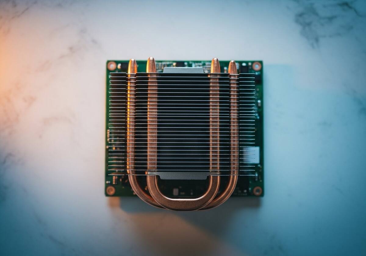 A motherboard close-up showing chipset components