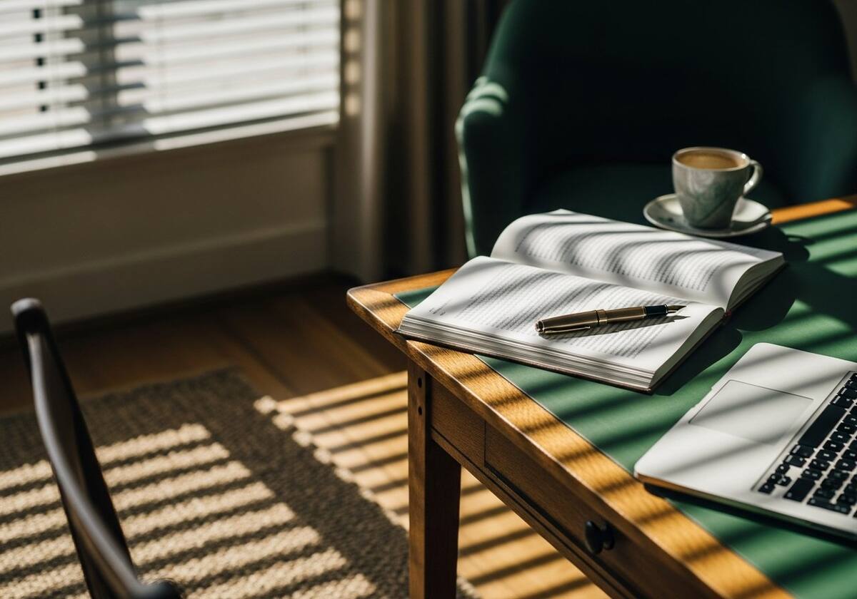 Calm reading at desk