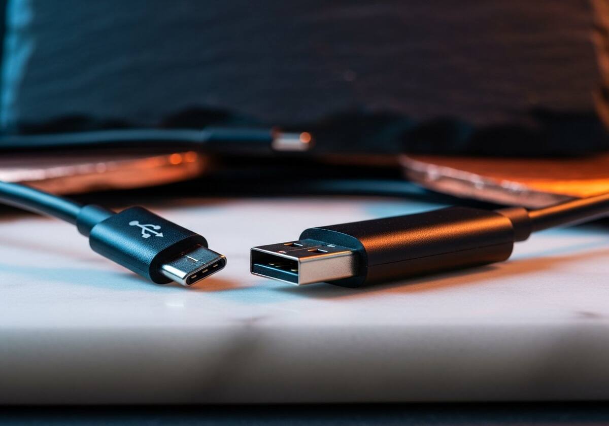 A USB cable connector close-up