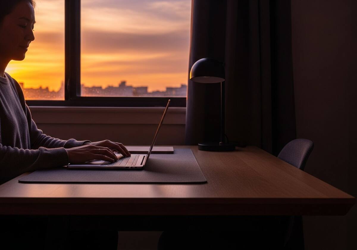 Working at desk
